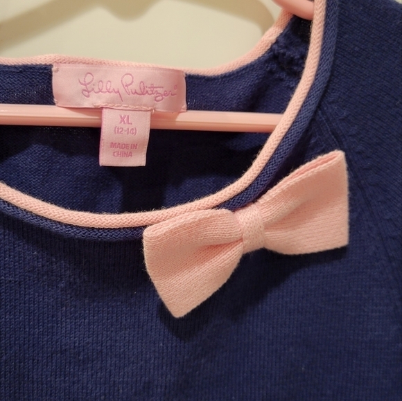 Lilly Pulitzer Odile Navy Pink Striped Sweater Dress size XL Girls. - Picture 2 of 6